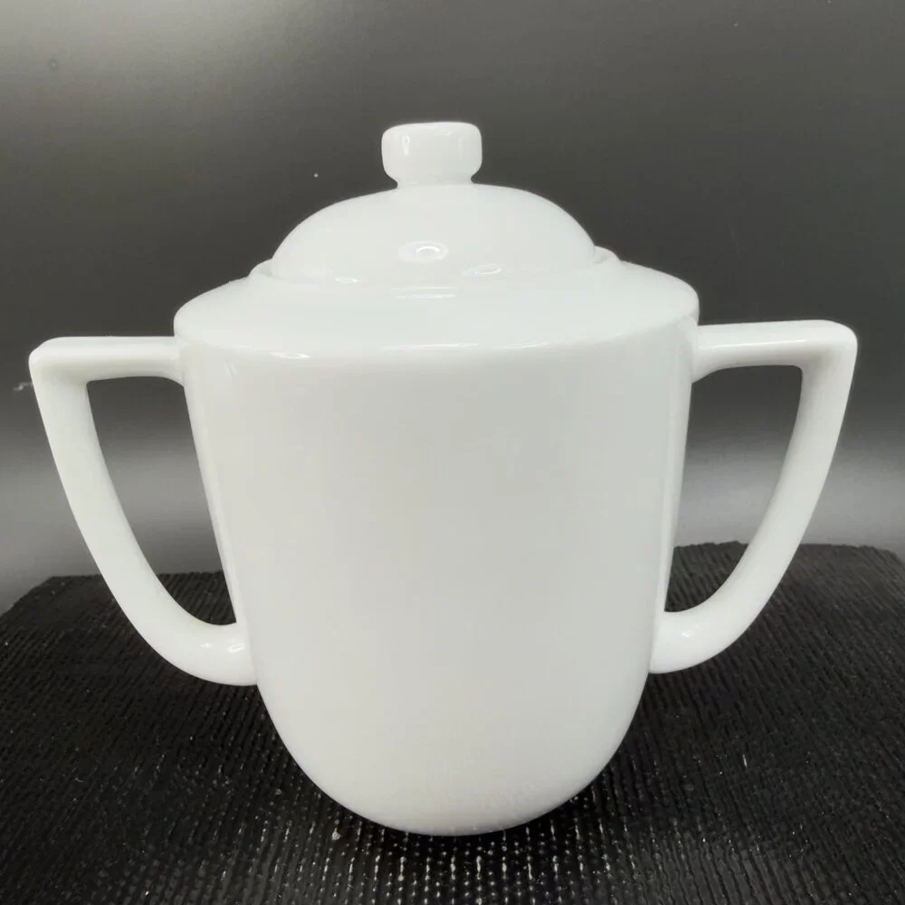 Restoration Hardware RH Sugar Bowl Container White Porcelain With Lid Ceramic